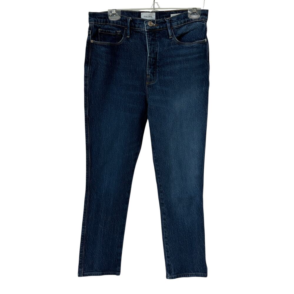 FRAME Jeans Le Sylvie Slender Straight Dark Blue Wash Ankle Crop Women's Size 30
